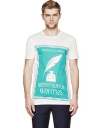 Burberry Prorsum Ivory And Green Inkwell T_Shirt - Lyst