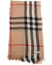 Burberry Camel And Black Wool Nova Check Scarf - Lyst