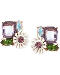 Betsey Johnson Rose Gold-Tone Faceted Bead And Flower Button Stud Earrings - Lyst