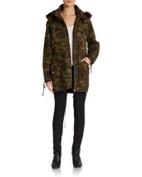 Textile Elizabeth And James Johnnie Fur-Trimmed Camouflage Parka - Lyst