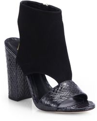 B Brian Atwood Biella Cutout Snakeskin & Suede Sandals - Lyst