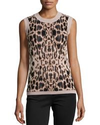 Carolina Herrera Animal Jacquard Knit Cashmere Shell - Lyst