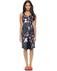 Suno Pleated Godet Scuba Dress - Abstract Floral - Lyst