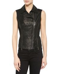Elie Tahari Victoria Distressed Leather Vest - Lyst