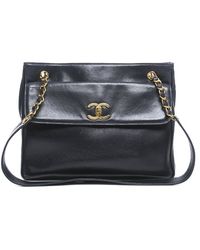 Chanel Pre-Owned Navy Lambskin Front Pocket Cc Shoulder Bag - Lyst