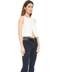 Alice + Olivia Alice + Olivia Cross Front Crop Top - White - Lyst