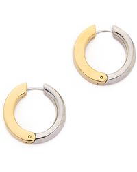 Tory Burch Sculpted Metal Hoop Earrings - Shiny Gold/Tory Silver - Lyst