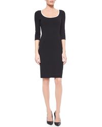 Fendi Scoop-Neck Contrast-Trimmed Sheath Dress - Lyst