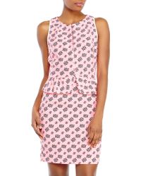 Sandro Printed Peplum Dress - Lyst