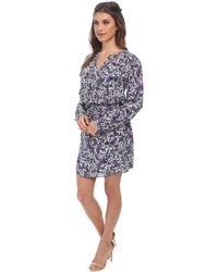 Rebecca Taylor Long Sleeve Blouson Print Shirt Dress - Lyst
