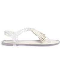 Stuart Weitzman 'Gelati' Suede Tassel Braided Pvc Sandals - Lyst