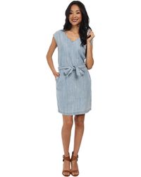 Calvin Klein Jeans Denim Tie Waist Dress - Lyst
