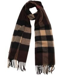 Burberry Brown Check Cashmere Woven Scarf - Lyst