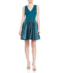 Halston Heritage Ponte/Satin Combo Dress - Lyst
