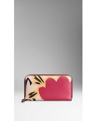 Burberry Book Cover Print Leather Ziparound Wallet - Lyst