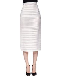 J. Mendel Sheer-Stripe Midi Pencil Skirt - Lyst