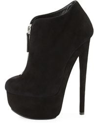 Giuseppe Zanotti Suede Zip-Front High-Heel Bootie - Lyst
