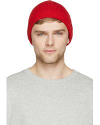 Ami Red Ribbed Knit French Beanie - Lyst