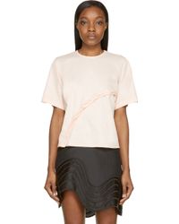 Opening Ceremony Sheer Pink Twisted Button Placket T_Shirt - Lyst