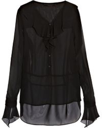 Karl Lagerfeld Ricci Ruffled Georgette Blouse - Lyst