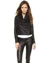 Helmut Lang Drape Front Leather Jacket - Black - Lyst