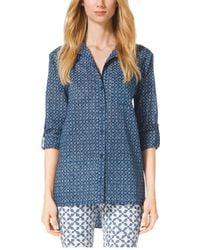 Michael Kors Printed Cotton Shirt - Lyst