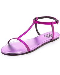 Avec Moderation Metallic T Strap Sandals - Lyst