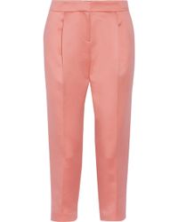 Tibi Cropped Satin Tapered Pants - Lyst
