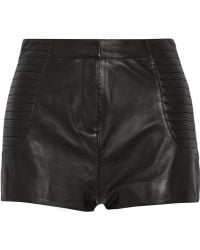 Balmain High-Rise Leather Shorts - Lyst