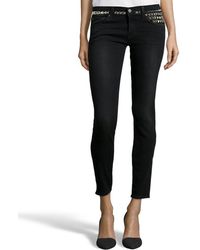 Textile Elizabeth And James Mid Wash Stretch Denim 'Ozzy' Studded Skinny Jeans - Lyst