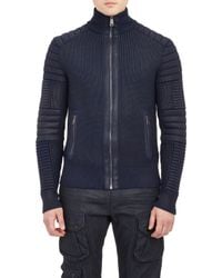 Ralph Lauren Black Label Coated Moto Cardigan - Lyst