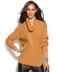 Michael Kors Michael Petite Chunky Knit Cowl-Neck Sweater - Lyst