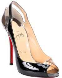 Christian Louboutin Brown And Black Patent Leather 'Technicatina 120' Peep-Toe Pumps - Lyst