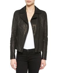 Elie Tahari Nancy Snake-Embossed Leather Jacket - Lyst