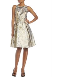 Eliza J Metallic Jacquard Fit & Flare Dress - Lyst
