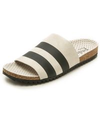 Pedro Garcia Aidan Stripe Footbed Slides - Stone - Lyst