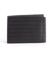 Joseph Abboud Black Stripe Embossed Leather Flip Passcase Wallet - Lyst