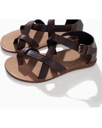 Zara Cross Strap Sandal brown - Lyst
