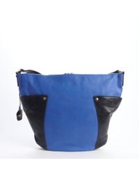 Olivia Harris Blue And Navy Colorblocked Leather 'Kraven' Shoulder Bag - Lyst
