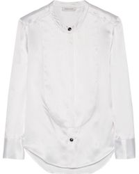 Balmain Mulberry Bib-Front Silk-Satin Shirt - Lyst