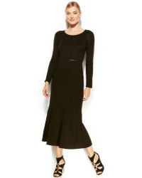 Calvin Klein Dress Long Sleeve Belted Sweater Maxi - Lyst
