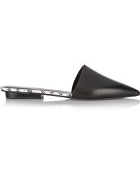 Narciso Rodriguez Athena Watersnake-Trimmed Leather Point-Toe Flats - Lyst