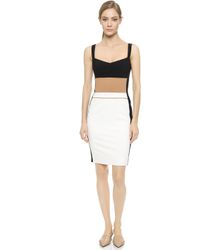 Narciso Rodriguez Multi Color Banded Scuba Dress - Black Multi - Lyst