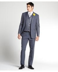 Etro Grey Glen Plaid Wool 3piece Suit with Boutonnière Detail and Flat Front Pants - Lyst