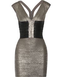 Hervé Léger Melena Metallic Coated Bandage Dress - Lyst