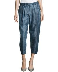 Donna Karan New York Cropped Ramie Silk Pants - Lyst