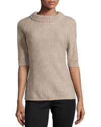 Carolina Herrera Short-Sleeve Braid-Stitched Top - Lyst