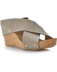 Linea Gingerbread Fabric Wedge Sandals - Lyst