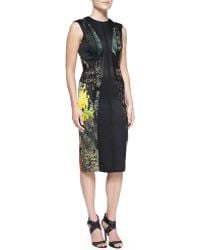 J. Mendel Cutout-Back Abstract-Print Dress With Lace - Lyst