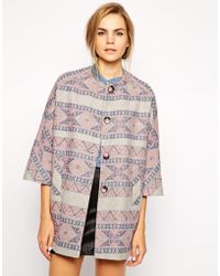 Helene Berman Kimono Coat With Welt Pocket - Lyst